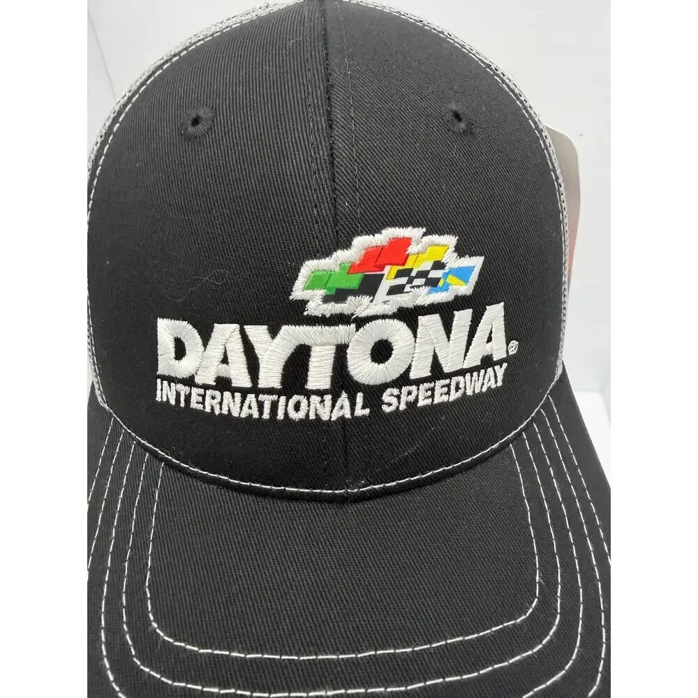 NASCAR Daytona International Speedway Hat Black Gray Mesh Trucker Cap NWT